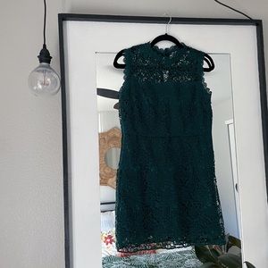 forest green lace dress | high neckline | size S